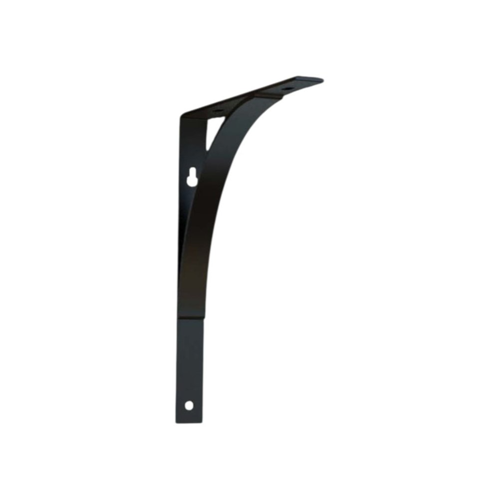 Juego de dos soportes de estante de pared de metal curvo negro de 8"