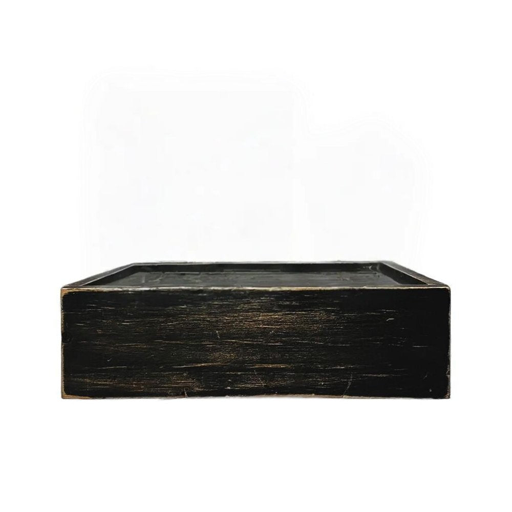 Estante flotante de pared de madera desgastada negra de 25 cm con LED