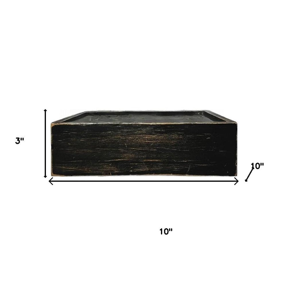 Estante flotante de pared de madera desgastada negra de 25 cm con LED