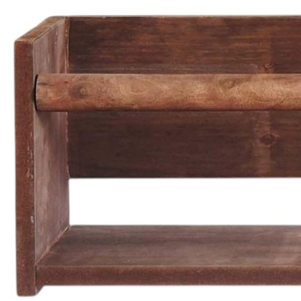 Juego de dos estantes flotantes de madera marrón para montar en la pared