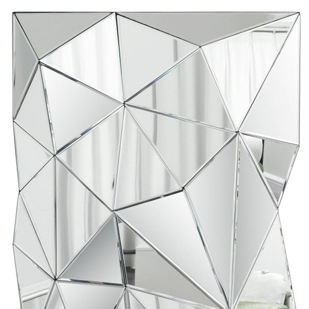 40" Abstract Geometric Faceted Frameless Accent Mirror