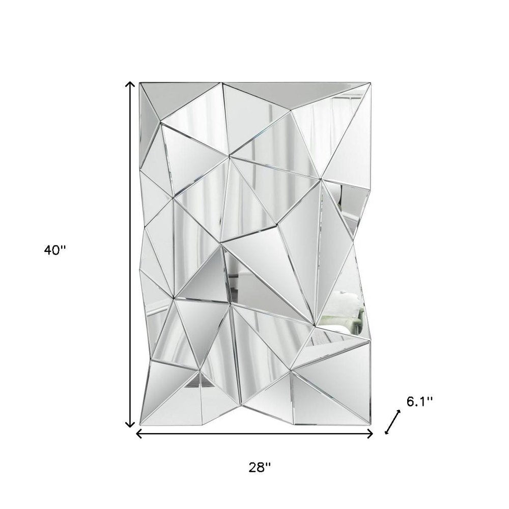 40" Abstract Geometric Faceted Frameless Accent Mirror