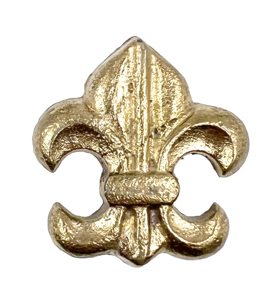 Set of Six Gold Cast Aluminum Fleur De Lis Drawer Pull Knobs