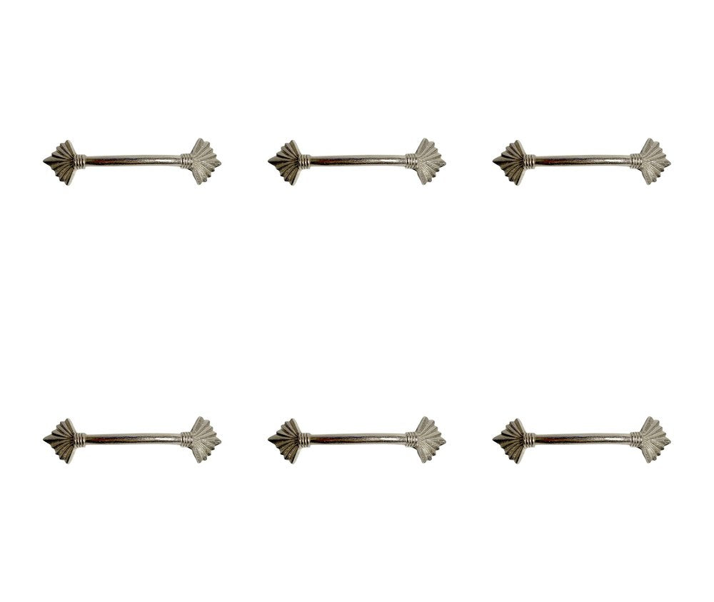 Set of Six Silver Metal Drawer Pull Knobs