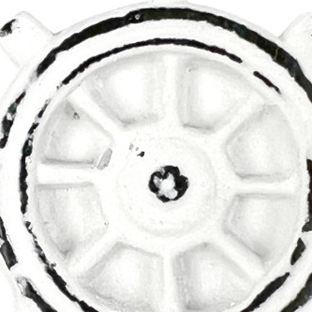 Set of Six Rustic White Iron Captains Wheel Drawer Pull Knobs