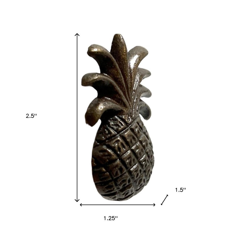 Set of Six Antiqued Bronze Metal Pineapple Drawer Pull Knobs