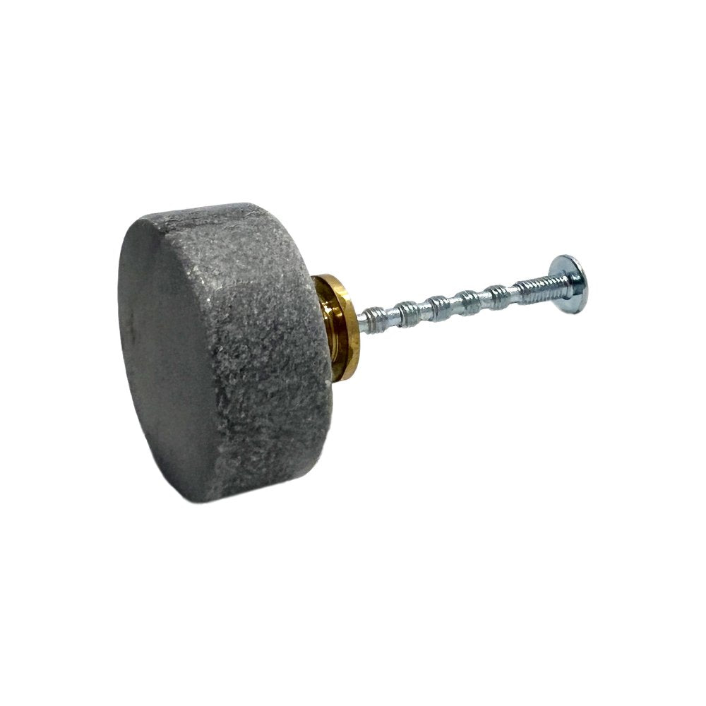 Set of Six Gray Stone Disc Shape Drawer Pull Knobs