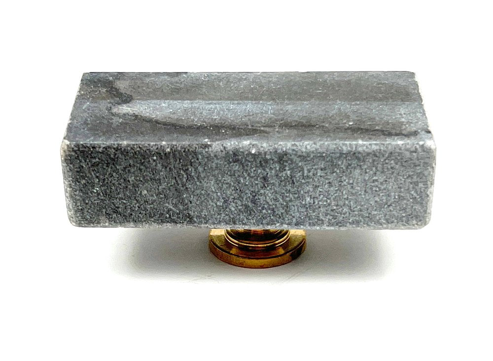 Set of Six Gray Stone Rectangular Drawer Pull Knobs
