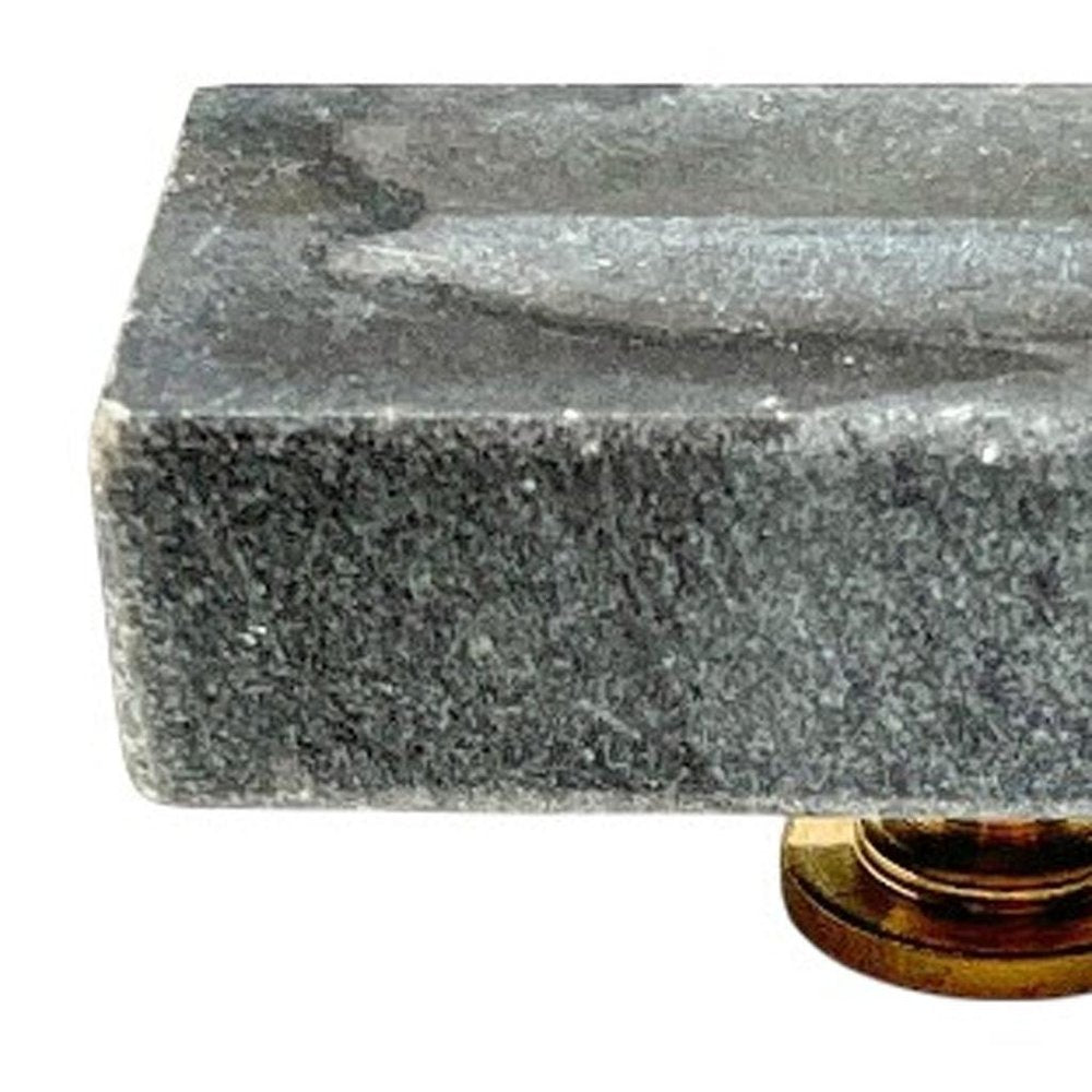 Set of Six Gray Stone Rectangular Drawer Pull Knobs