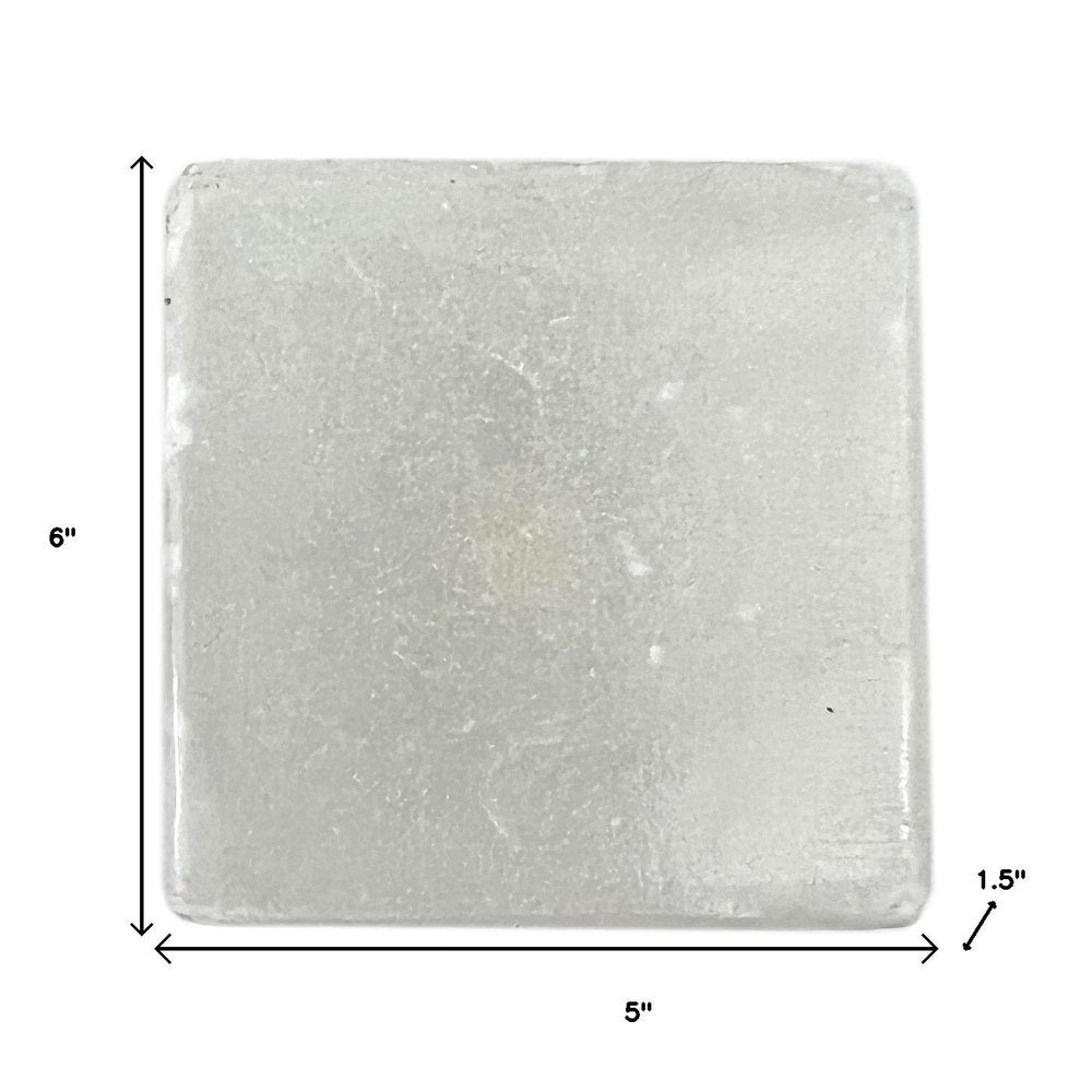 Set of Six White Stone Square Drawer Pull Knobs
