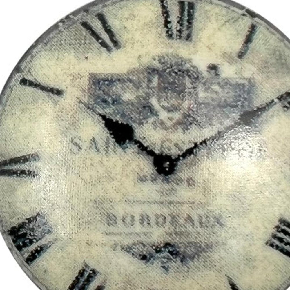 Set of Six Black And White Distressed Clock Face Ceramic Drawer Pull Knobs