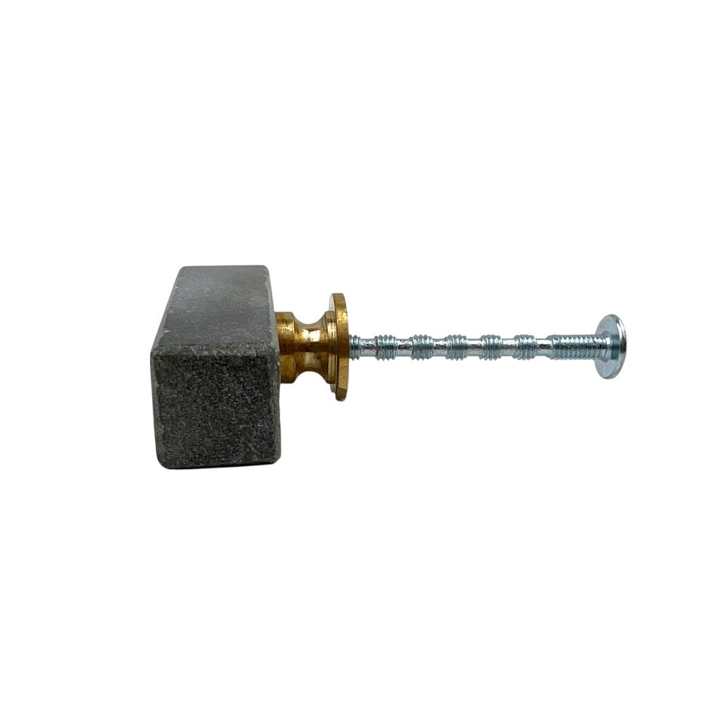 Set of Six Gray Stone Drawer Pull Knobs