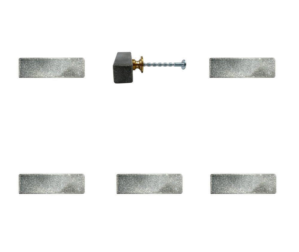 Set of Six Gray Stone Drawer Pull Knobs