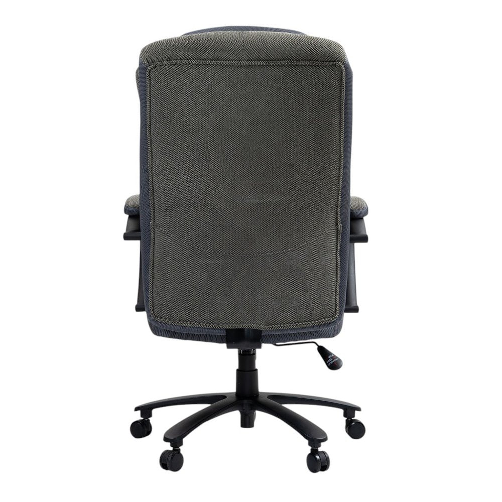 Set of Two Gray and Black Adjustable Height Swivel Rolling Executive Office Chairs