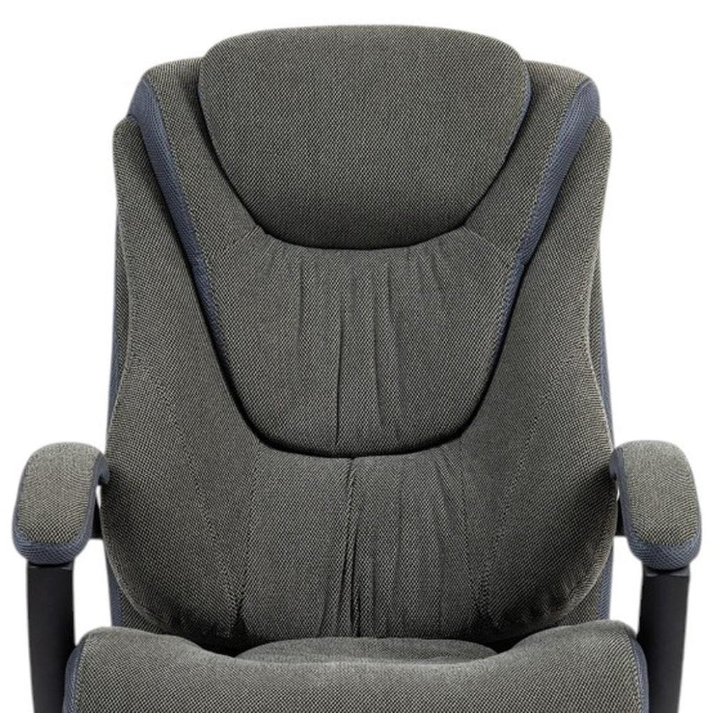 Set of Two Gray and Black Adjustable Height Swivel Rolling Executive Office Chairs