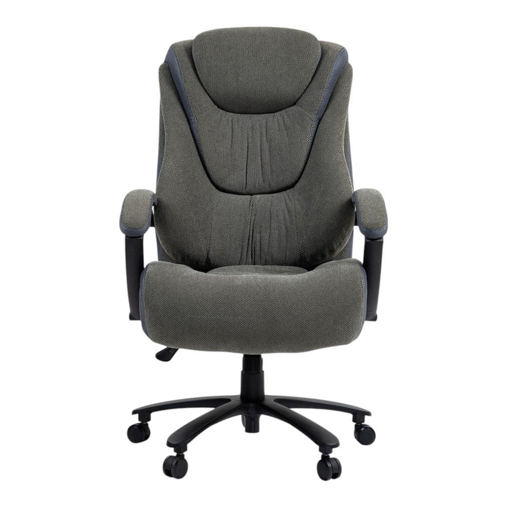 Set of Two Gray and Black Adjustable Height Swivel Rolling Executive Office Chairs