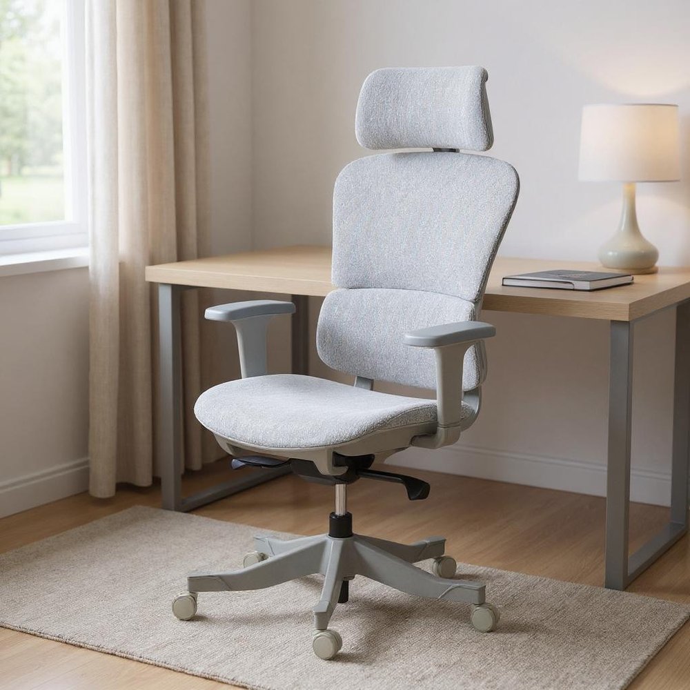 Set of Two Gray Adjustable Height Swivel Rolling Office Chair
