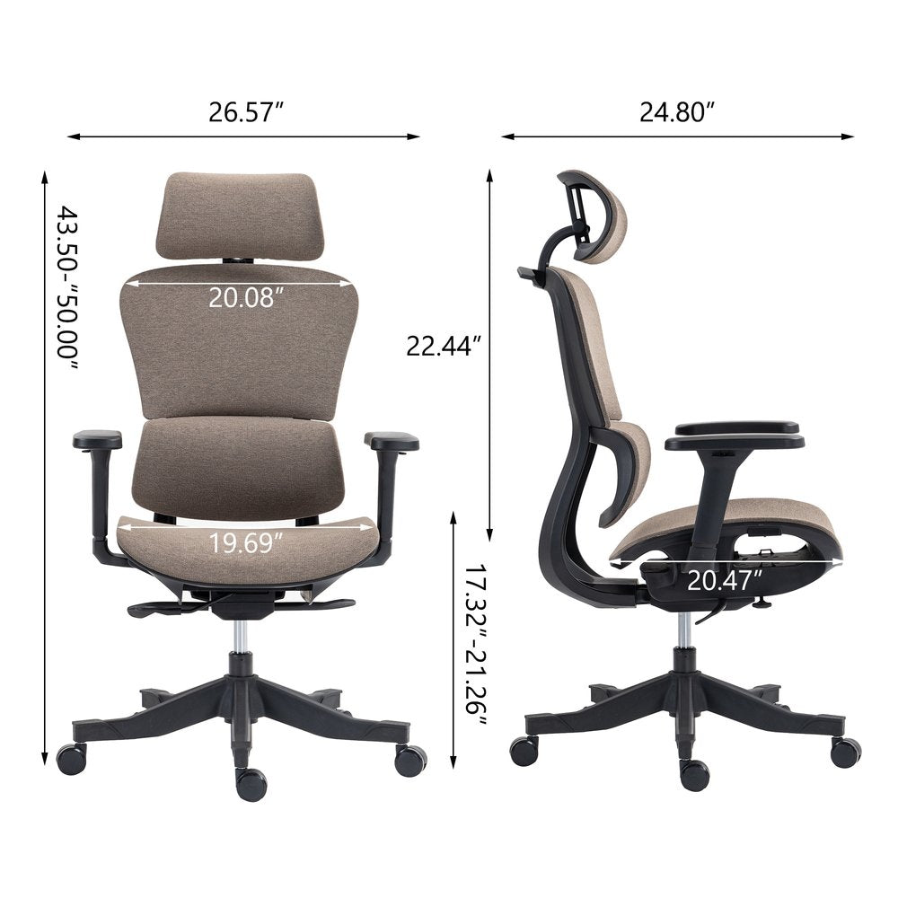 Set of Two Brown and Black Adjustable Height Swivel Rolling Office Chair