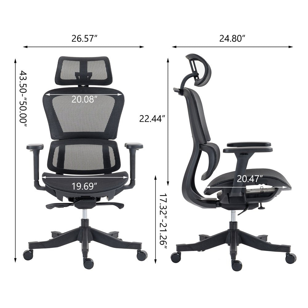 Set of Two Black Adjustable Height Swivel Rolling Office Chair