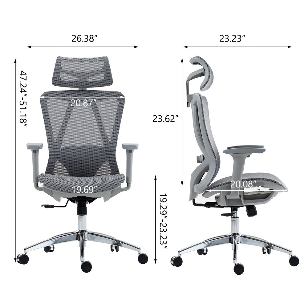 Gray and Silver Adjustable Height Swivel Rolling Office Chair