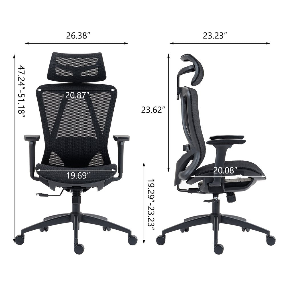 Black Adjustable Height Swivel Rolling Office Chair