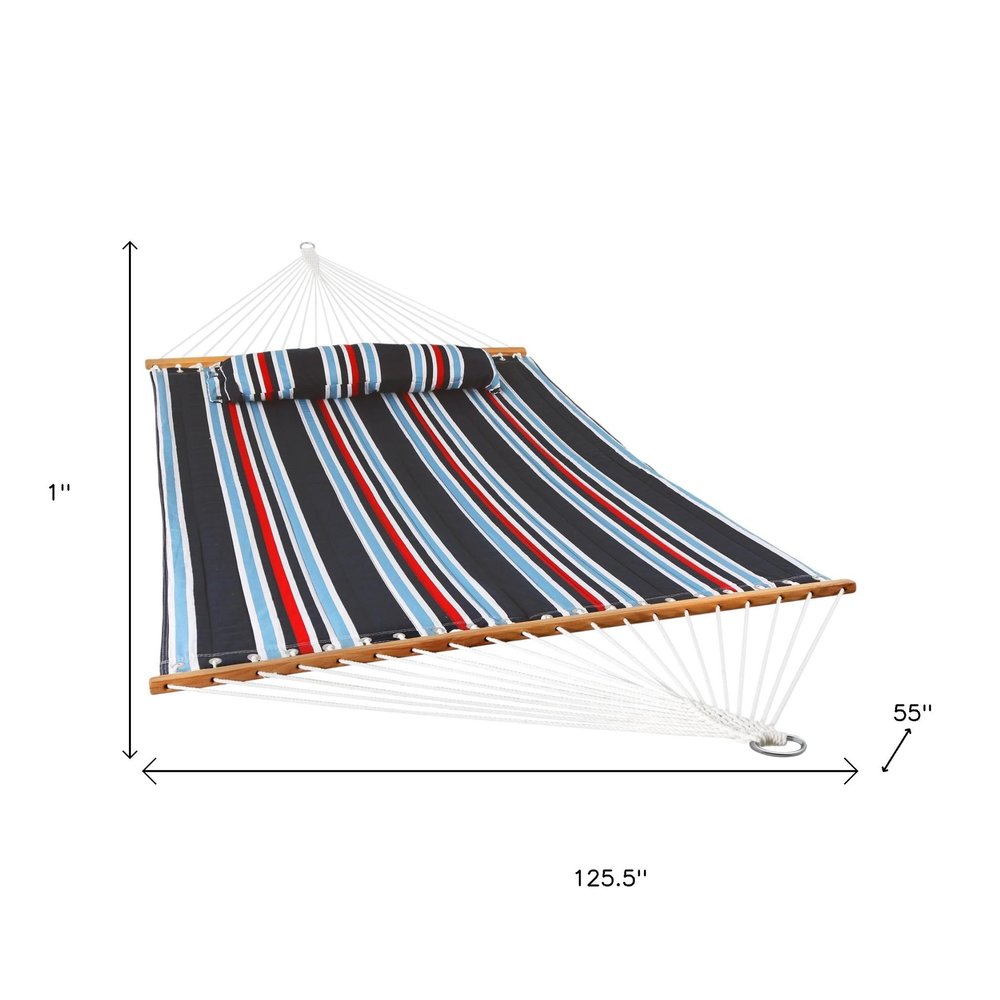 Blue Red And White Striped Double Hammock