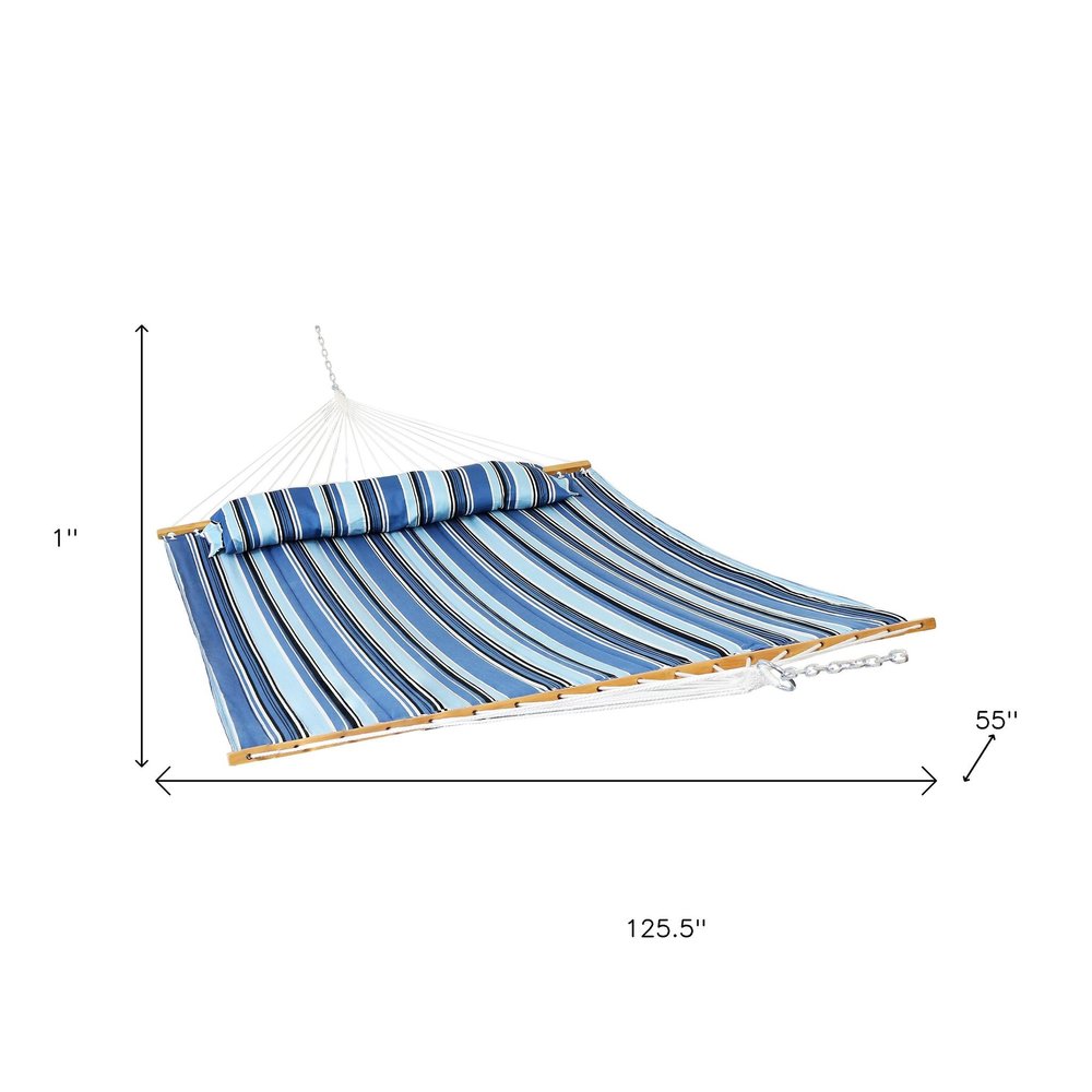 Light Blue And Dark Blue Striped Double Hammock
