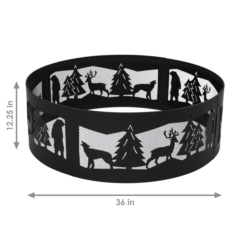 36" Black Steel Wood Burning Round Fire ring
