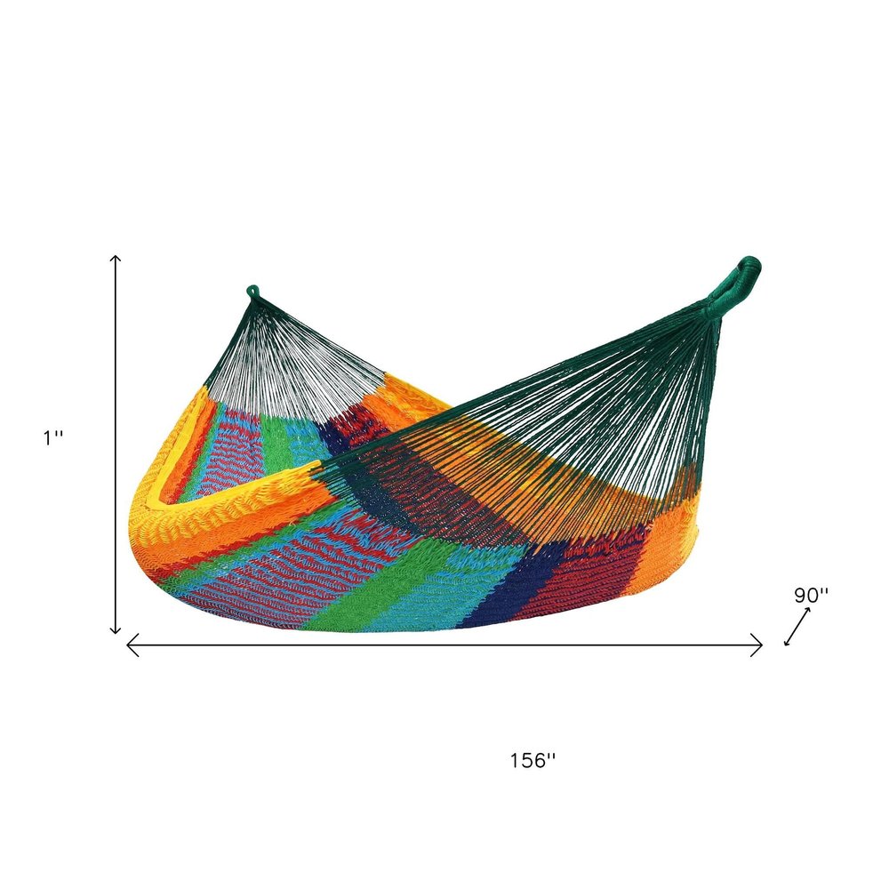 Green Red And Yellow Striped Double Hammock