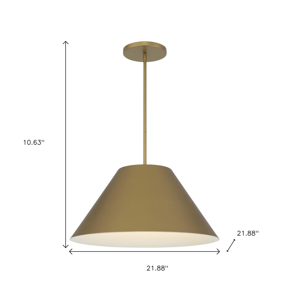 22" Antiqued Brass Aluminum Cone LED Dimmable Outdoor Pendent Hanging Light