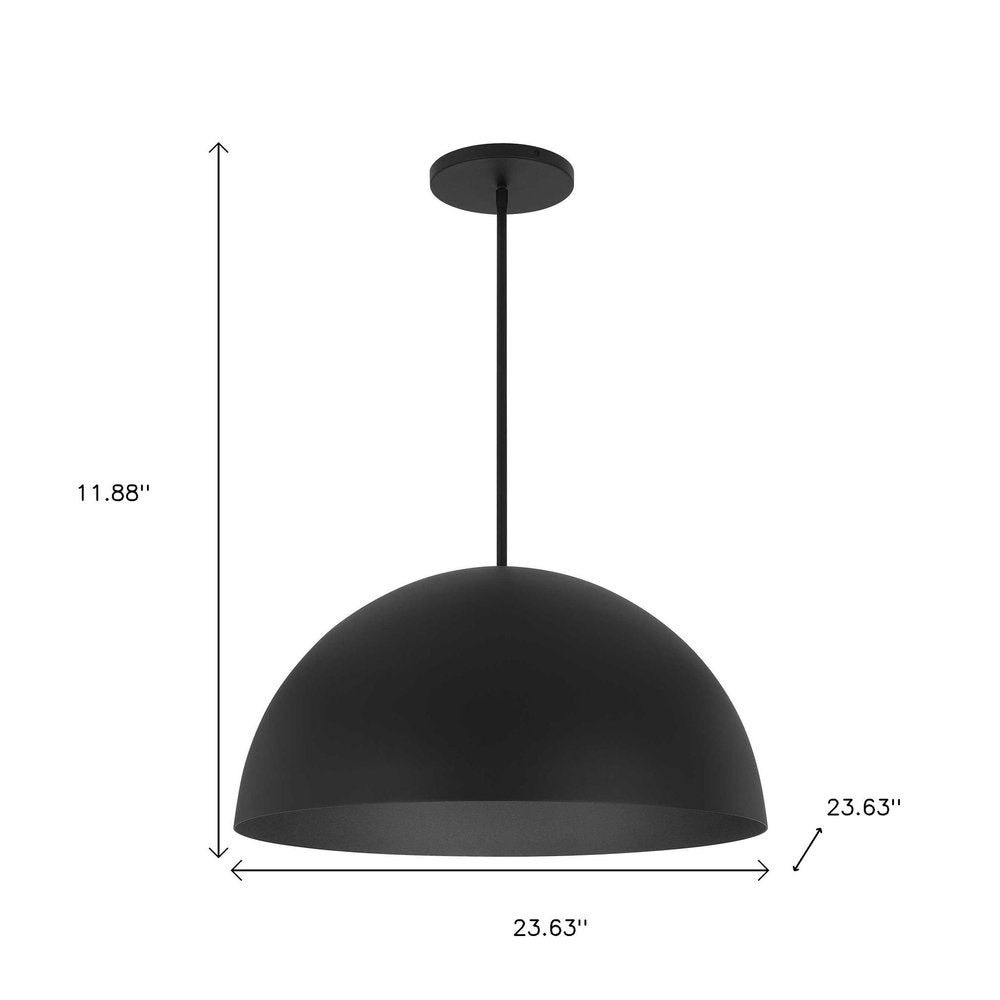 24" Black Aluminum Dome LED Dimmable Outdoor Pendent Hanging Light