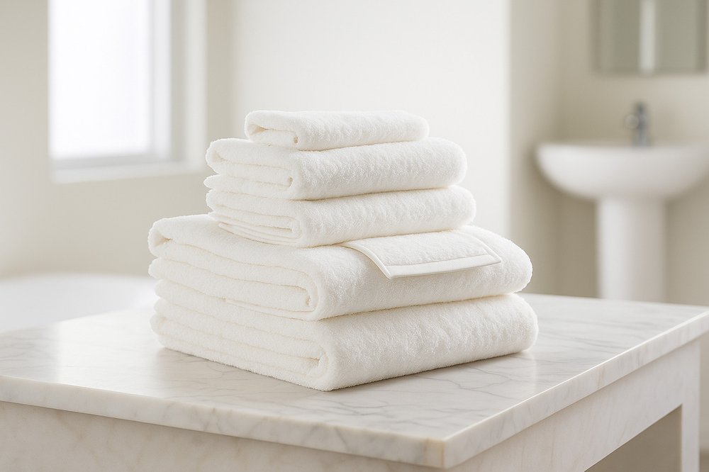 Set of Two Ivory Cotton 13" X 13" Quick Dry Terry Cloth Washcloths