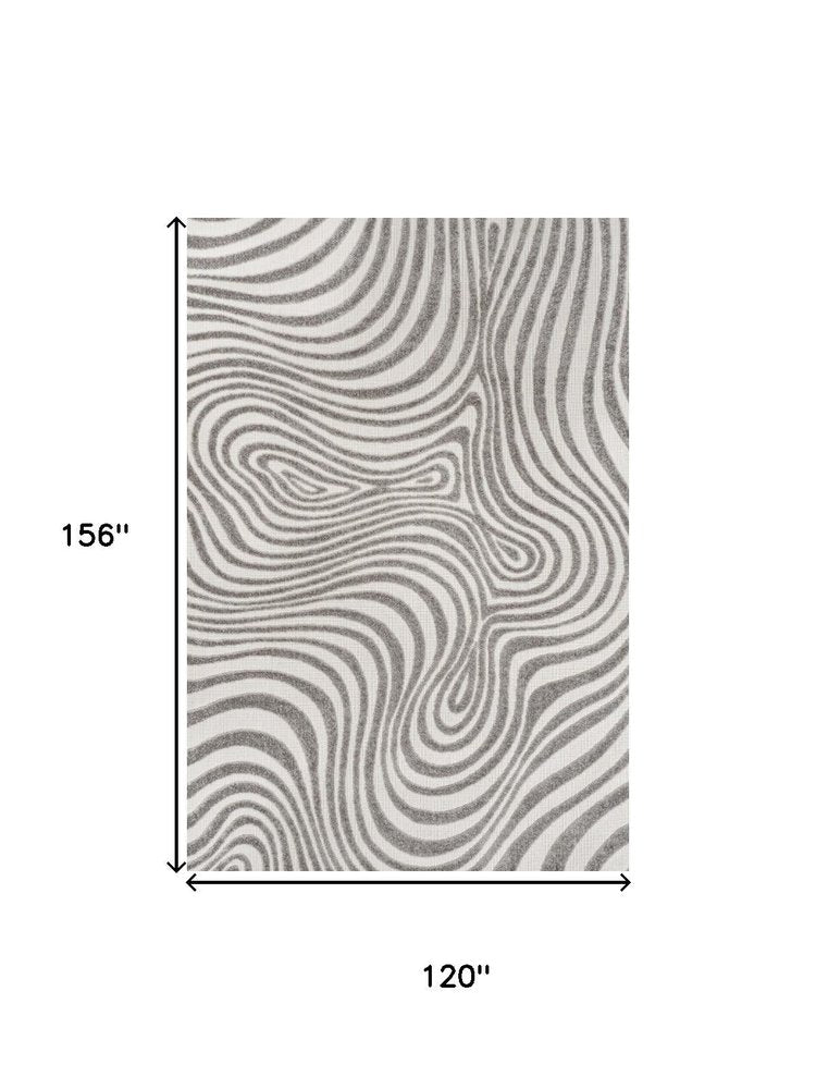 10' X 13' Gray And Ivory Abstract Indoor Outdoor Area Rug