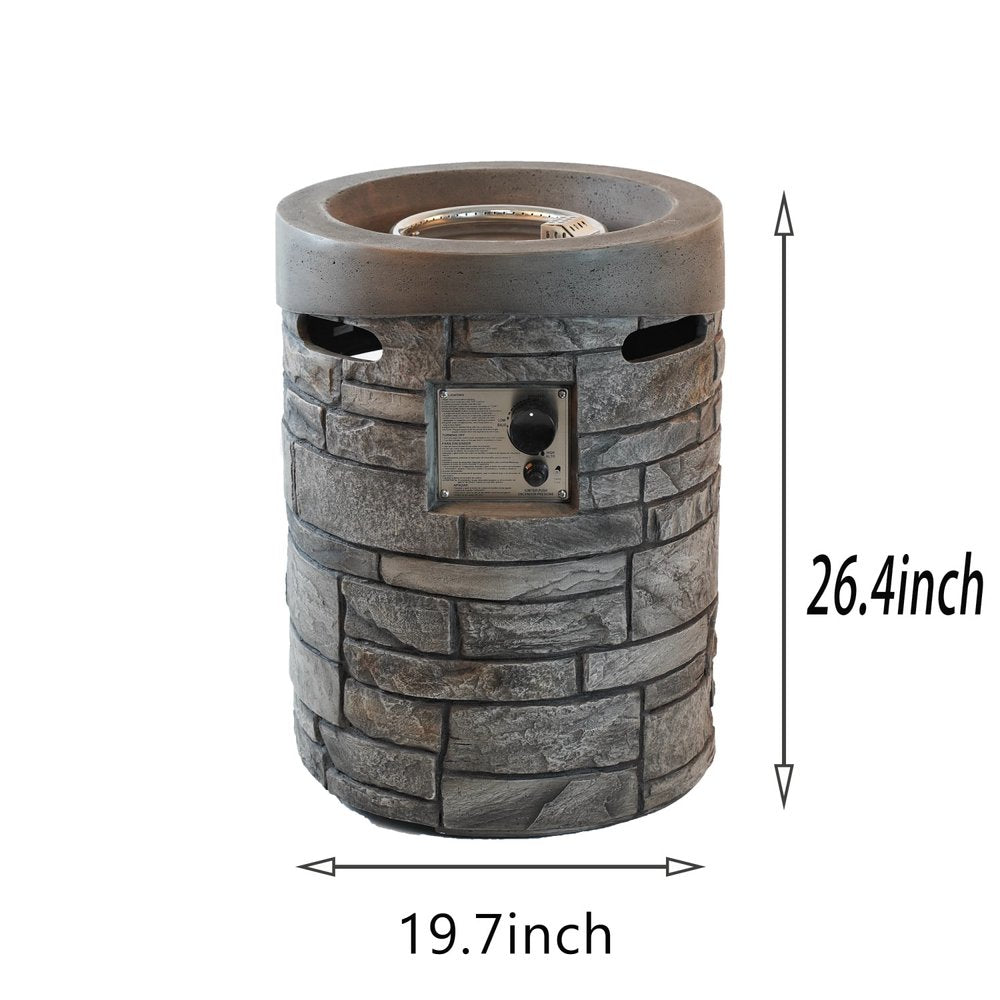32000 BTU 26" Black Magnesium Oxide Propane Round Fire Pit With Cover