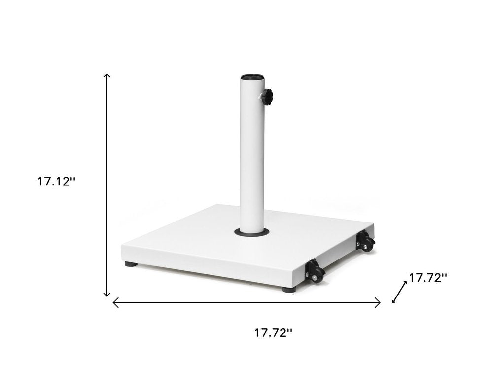 White Market Umbrella Steel In Ground Adjustable Umbrella Base With Wheels