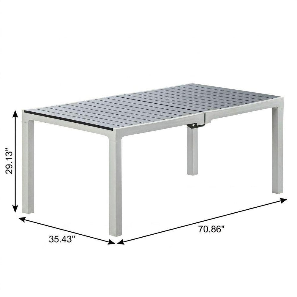 35" Gray Heavy Duty Plastic Folding Outdoor Dining Table with Umbrella Hole