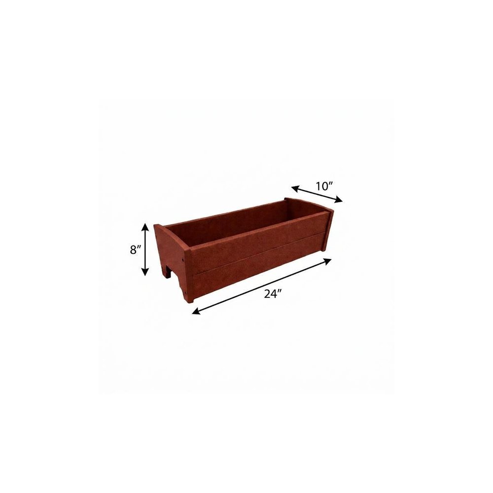8" X 24" Black Heavy Duty Plastic Rectangular Railing Planter