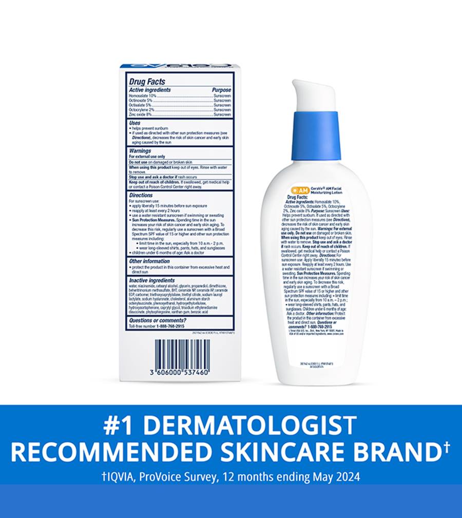 CeraVe am moisturizing lotion with SPF 30 hyaluronic acid niacinamide 3 oz