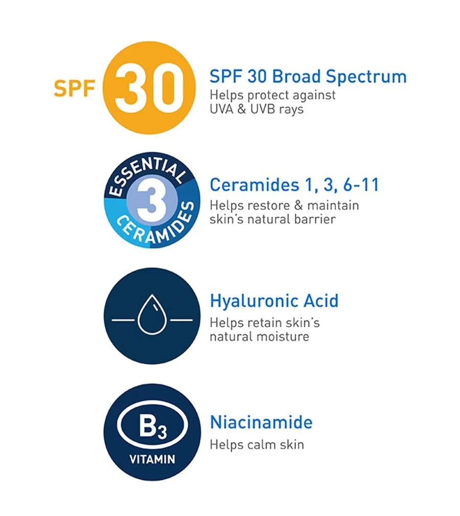 CeraVe am moisturizing lotion with SPF 30 hyaluronic acid niacinamide 3 oz