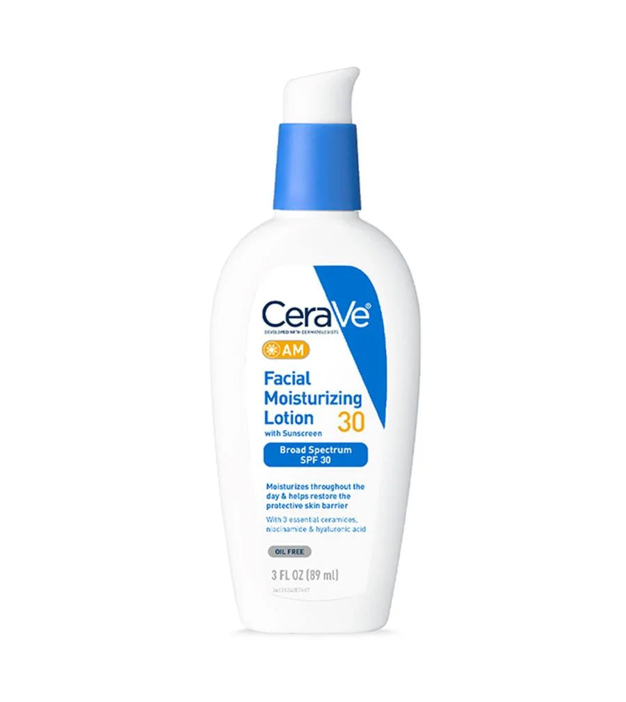 CeraVe am moisturizing lotion with SPF 30 hyaluronic acid niacinamide 3 oz