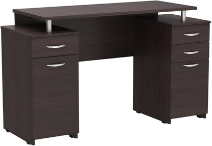 Escritorio para computadora color espresso de 43" con cuatro cajones