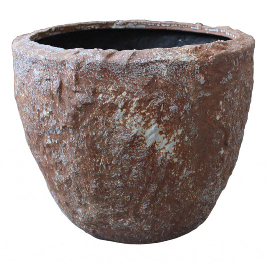 Juego de tres macetas redondas de piedra marrón de 53 cm para interior y exterior