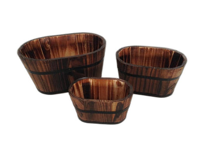 Maceta de madera marrón de 2,5 x 25 x 18 cm (3 piezas)