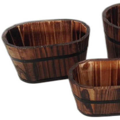 Maceta de madera marrón de 2,5 x 25 x 18 cm (3 piezas)