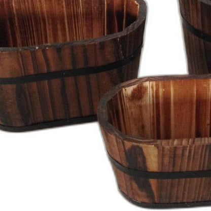 Maceta de madera marrón de 2,5 x 25 x 18 cm (3 piezas)