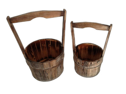Maceta de madera marrón de 10 x 10 pulgadas (2 piezas)