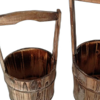 Maceta de madera marrón de 10 x 10 pulgadas (2 piezas)