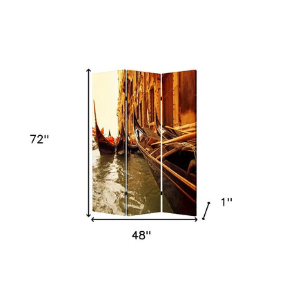 48" X 72" Multi Color Wood Canvas Venice  Screen