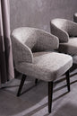 Gray and Black Upholstered Fabric Wing Back Dining Arm Chair