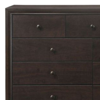 Cómoda doble de 57" de madera maciza y manufacturada color espresso con nueve cajones